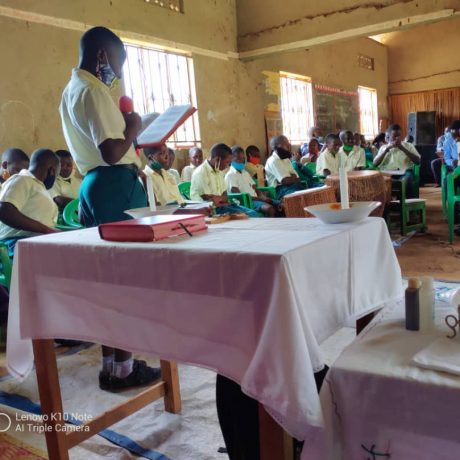 Students of St. John Paul ii Vocational SS having mass